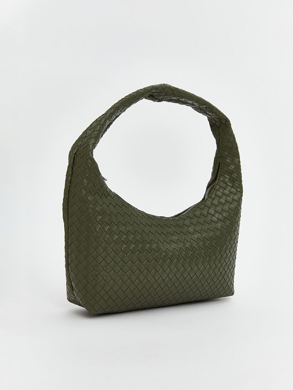 Haki Deri Görünümlü Kadın Omuz Çantası-3