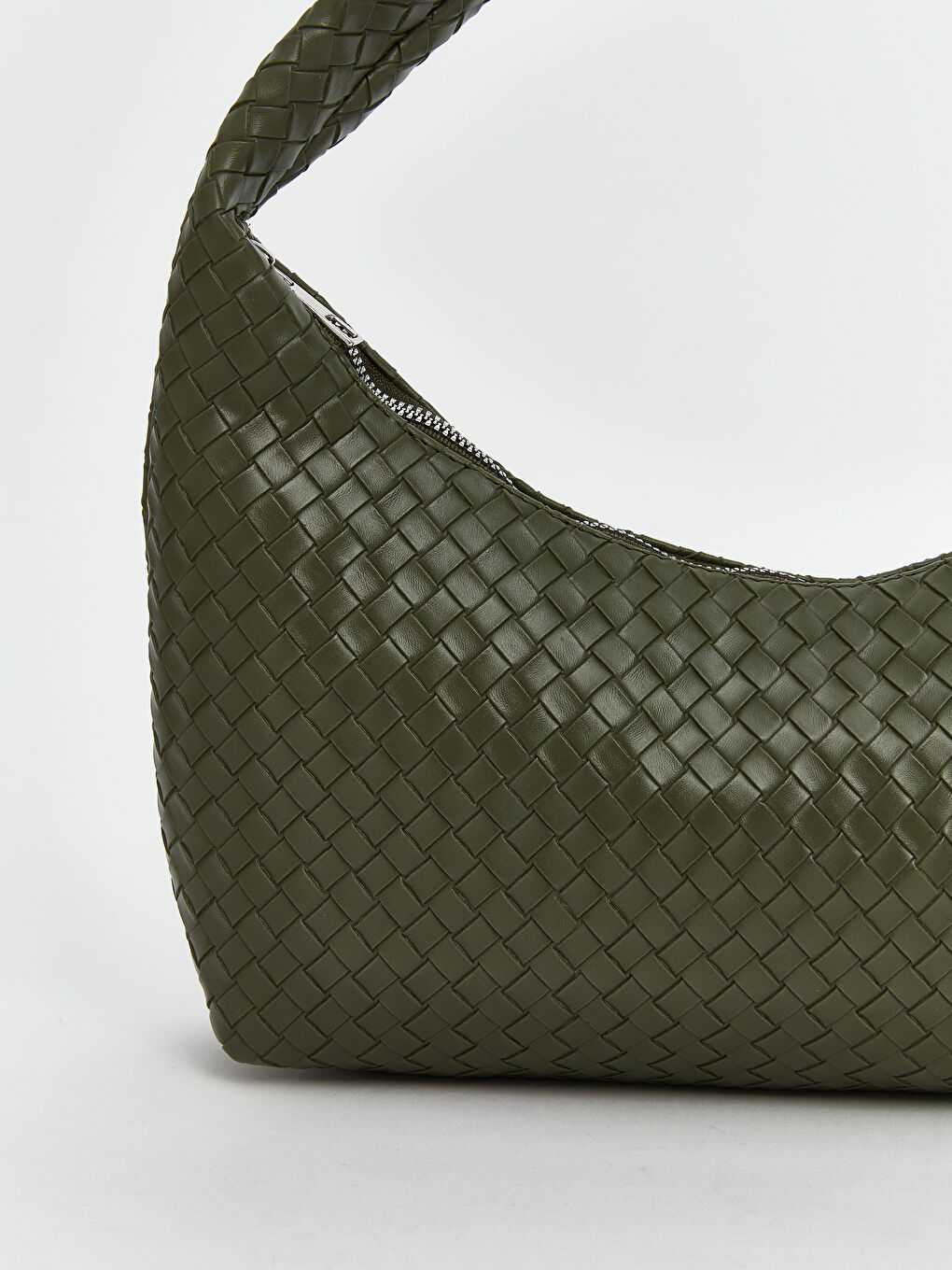 Haki Deri Görünümlü Kadın Omuz Çantası-4