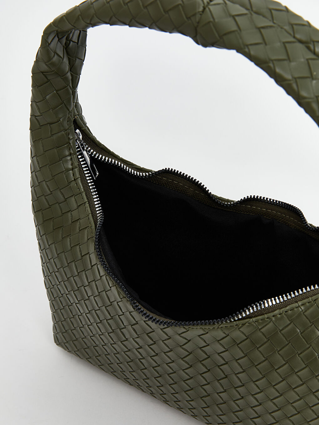 Haki Deri Görünümlü Kadın Omuz Çantası-5