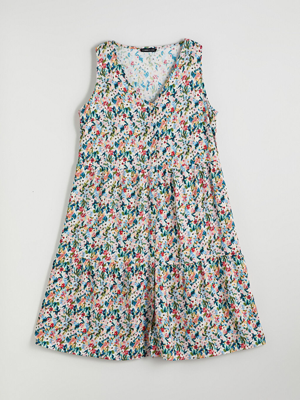 Karışık V Yaka Çiçekli A Kesim Elbise-4