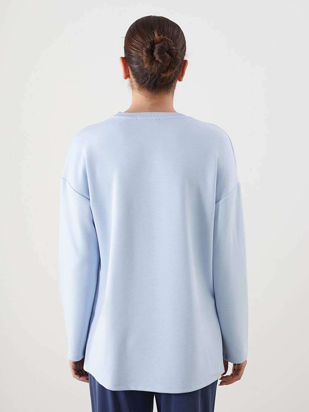 Mavi Baskılı Oversize Kadın Sweatshirt Tunik-3