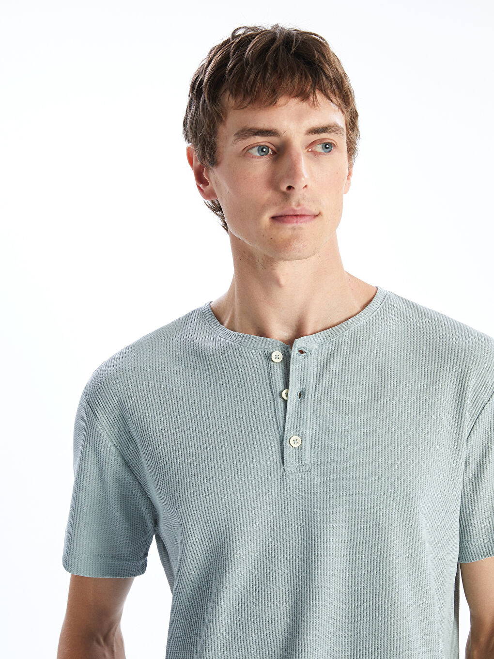 Crew Neck Short Sleeve Men's Pajama Top -S5NL97Z8-FGT