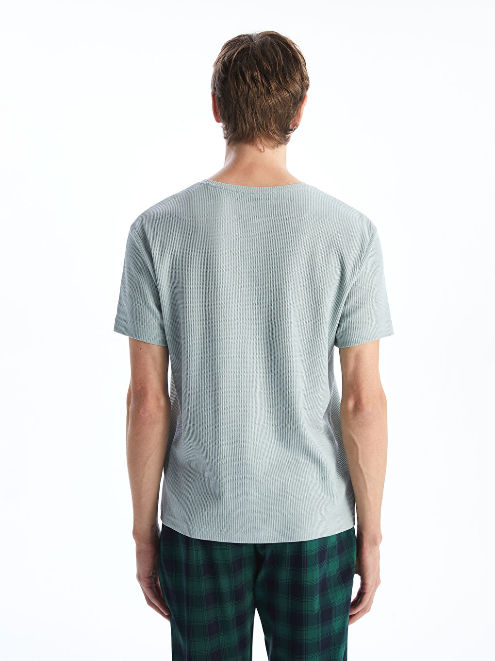 Crew Neck Short Sleeve Men's Pajama Top -S5NL97Z8-FGT