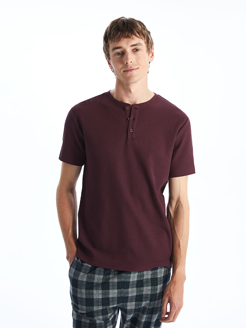 Crew Neck Short Sleeve Men's Pajama Top -S5NL97Z8-HMJ