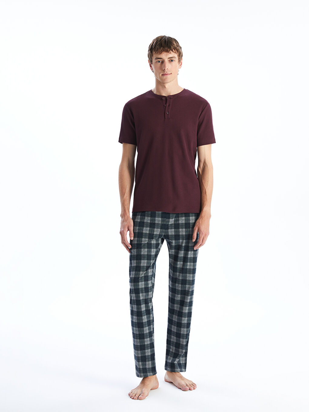 Crew Neck Short Sleeve Men's Pajama Top -S5NL97Z8-HMJ
