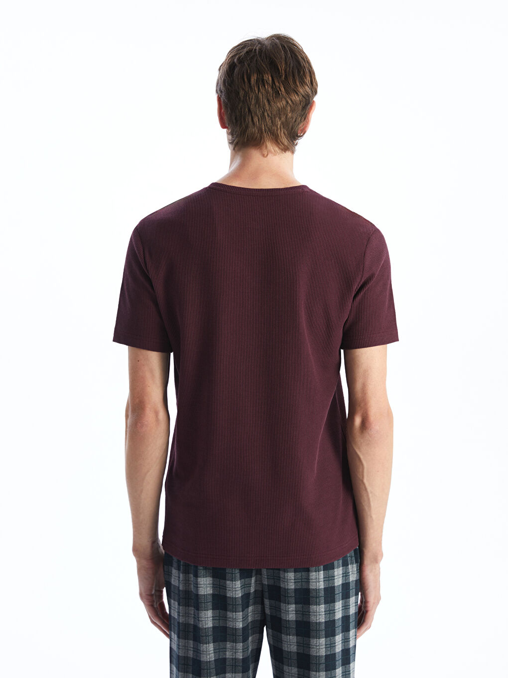 Crew Neck Short Sleeve Men's Pajama Top -S5NL97Z8-HMJ