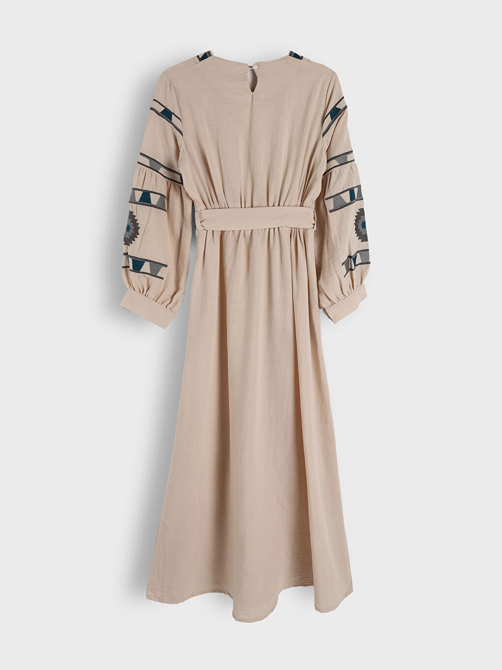 Shawl Collar Patterned Dress-5