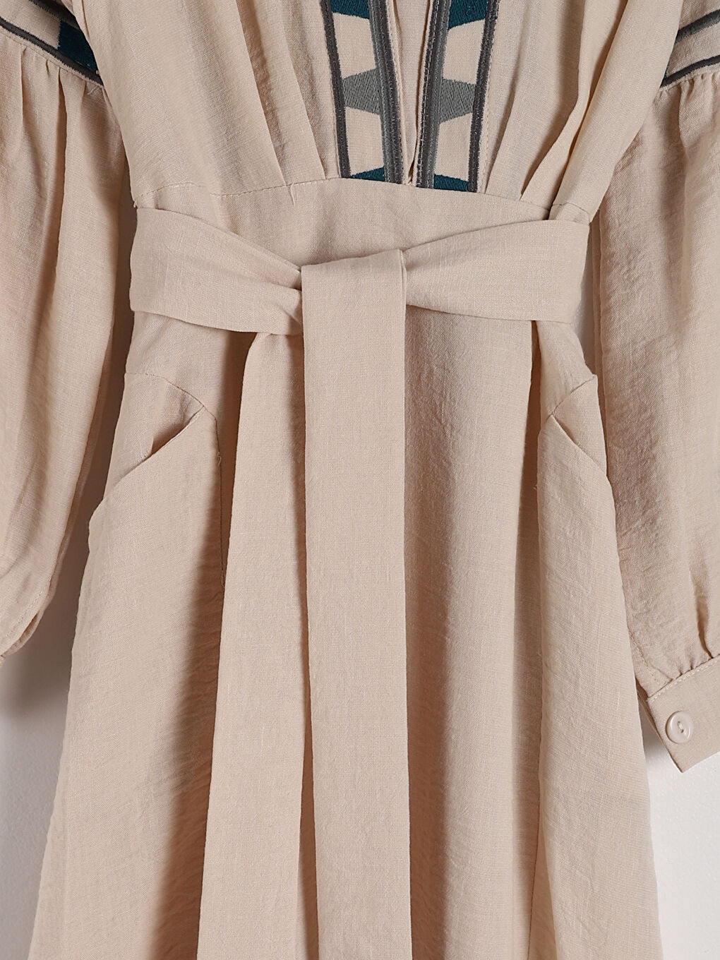 Shawl Collar Patterned Dress-6