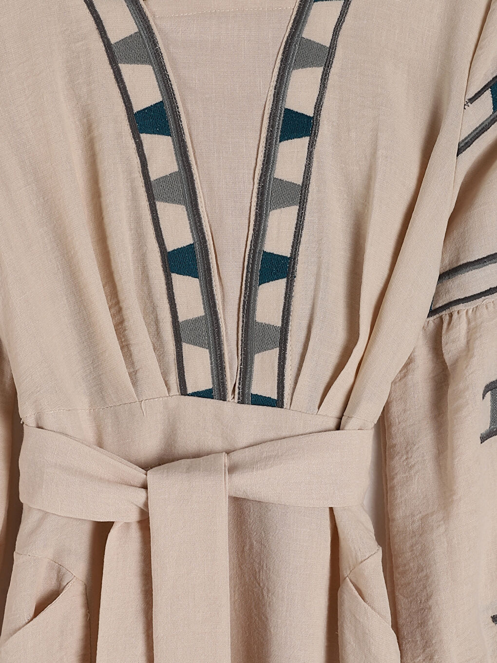 Shawl Collar Patterned Dress-7