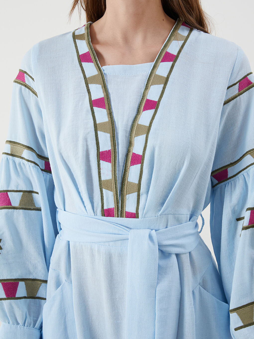 Shawl Collar Patterned Dress-2