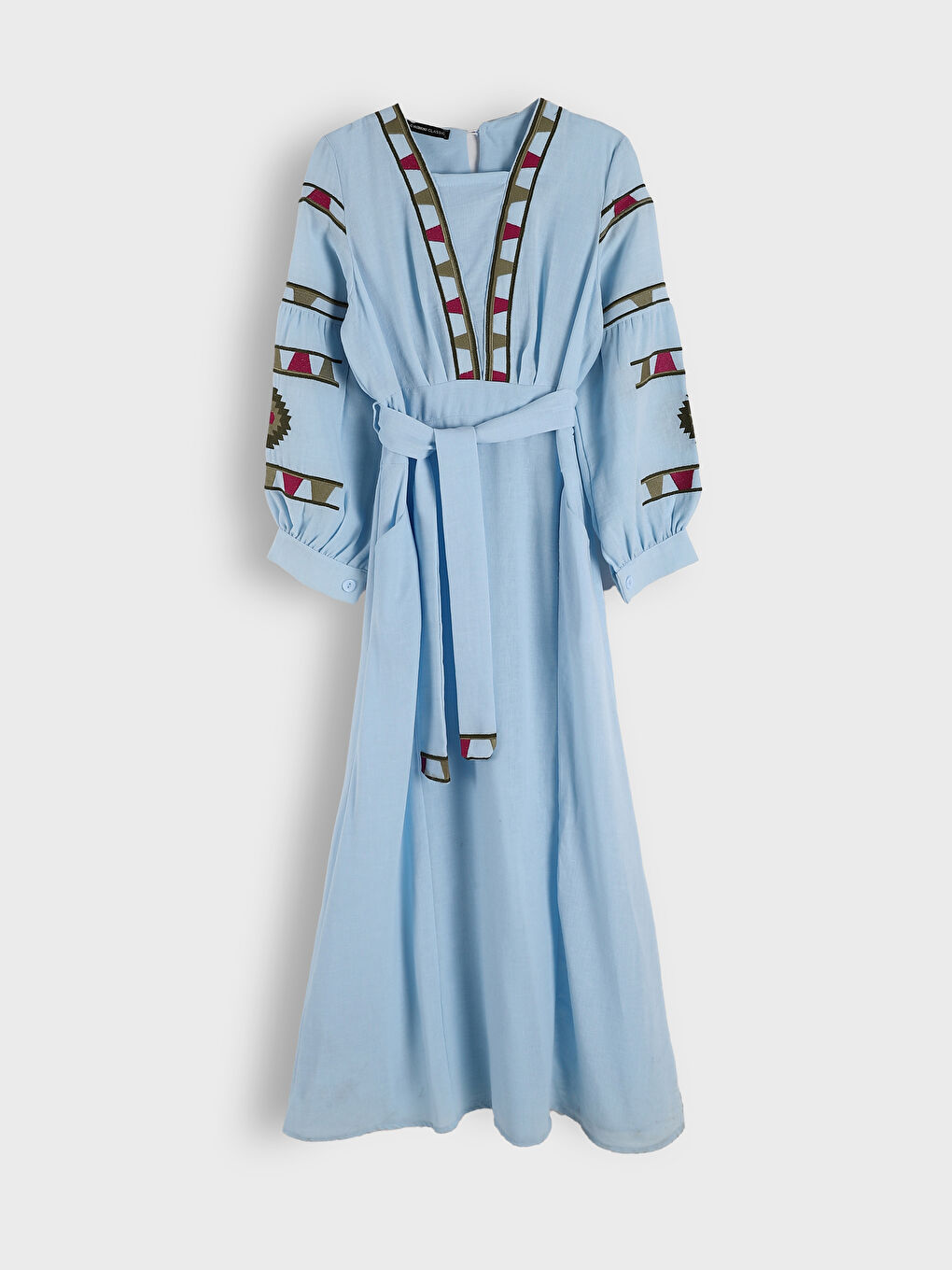 Shawl Collar Patterned Dress-4