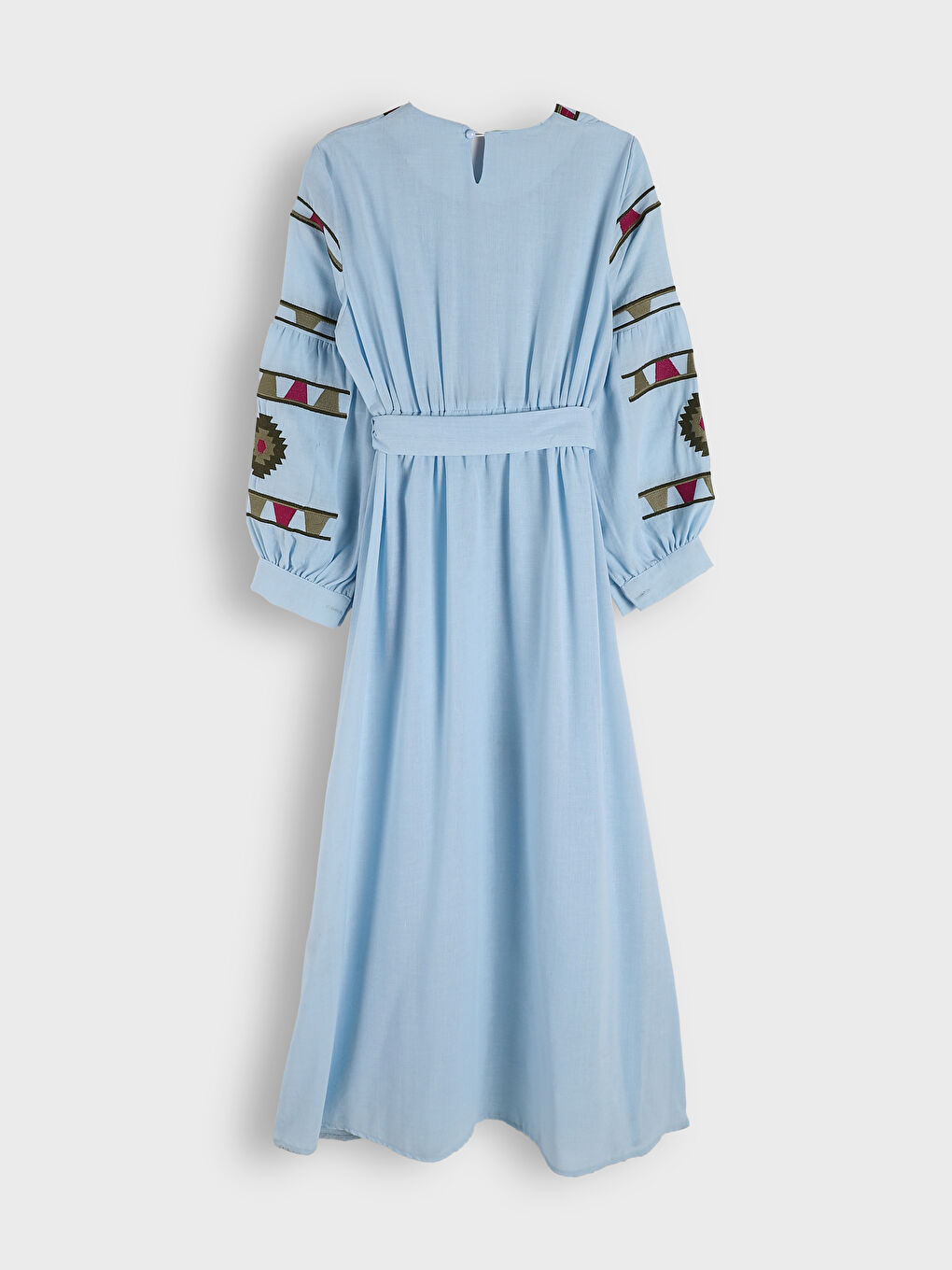 Shawl Collar Patterned Dress-5