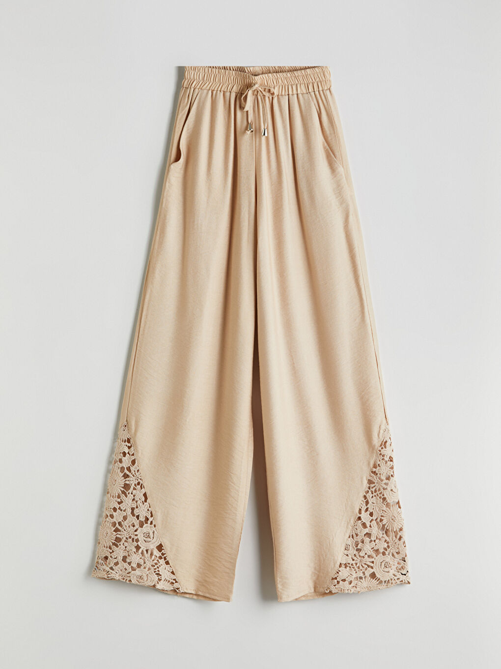 Elasticated Waist Lace Detailed Women's Trousers -S5NM35Z8-DS3