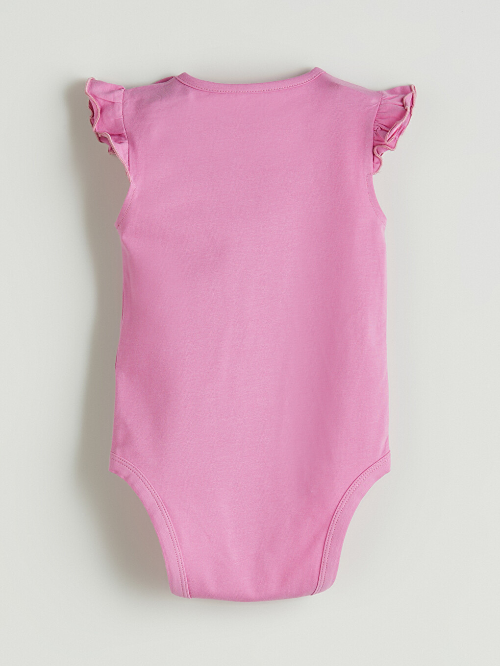Pembe Fırfır Detaylı Bisiklet Yaka Kız Bebek Body-1
