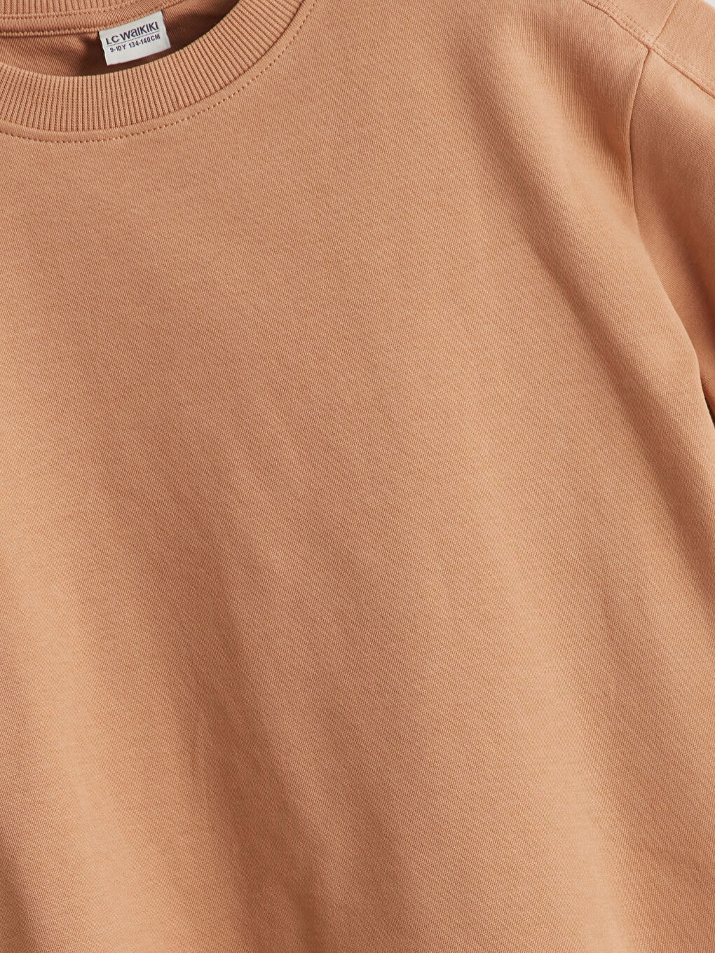 Kahverengi Bisiklet Yaka Kız Çocuk Tişört-2