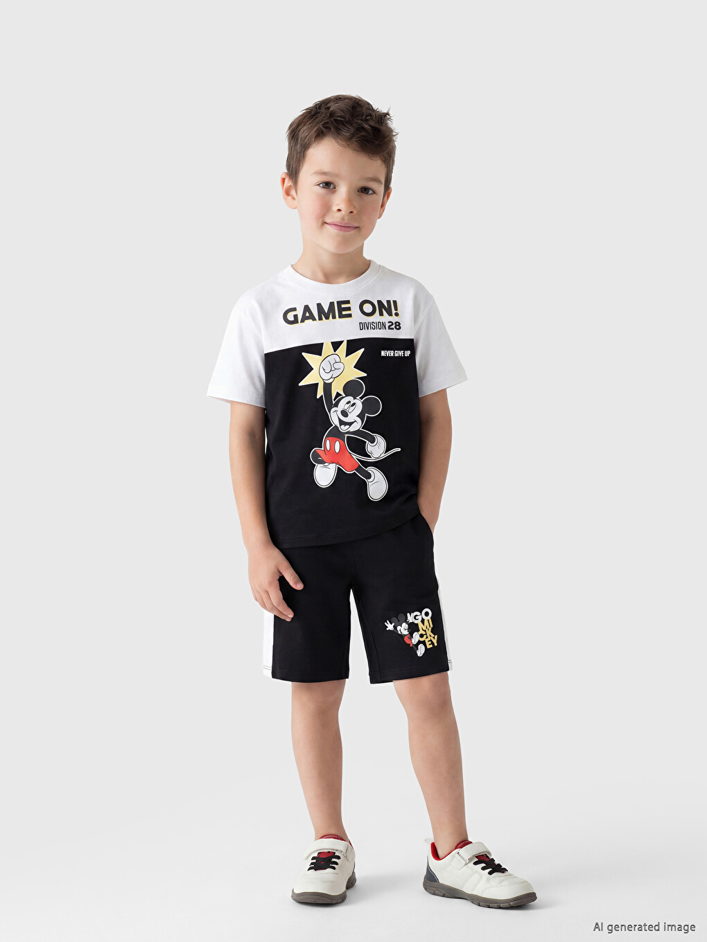 Ұлдарға арналған Mickey Mouse лицензияланған футболка мен шорты 2 данадан тұратын