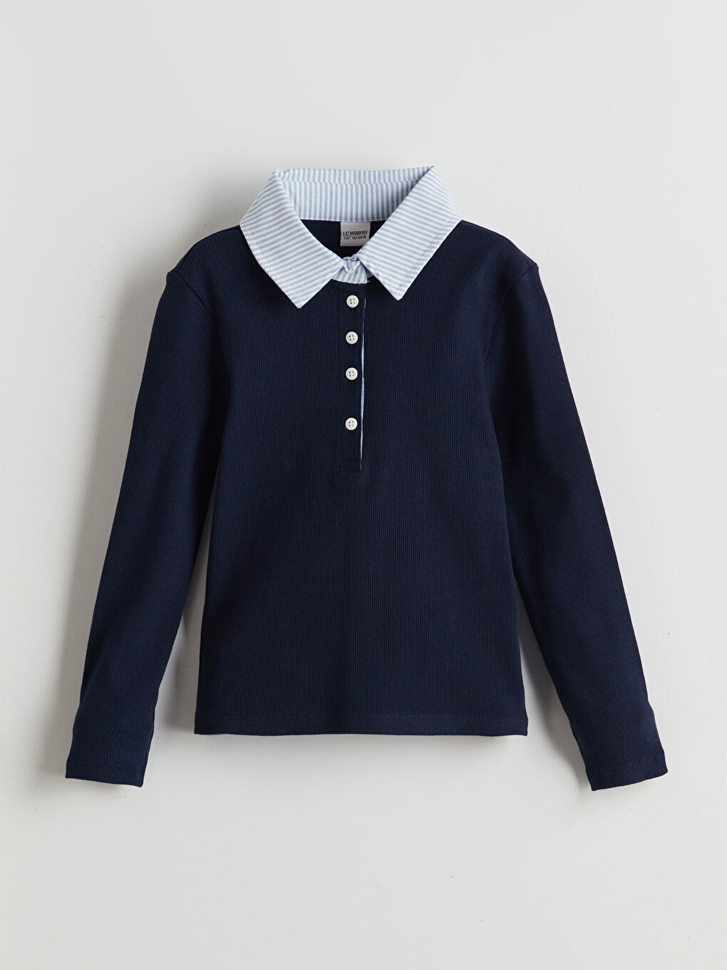 Lacivert Polo Yaka Kız Çocuk Tişört