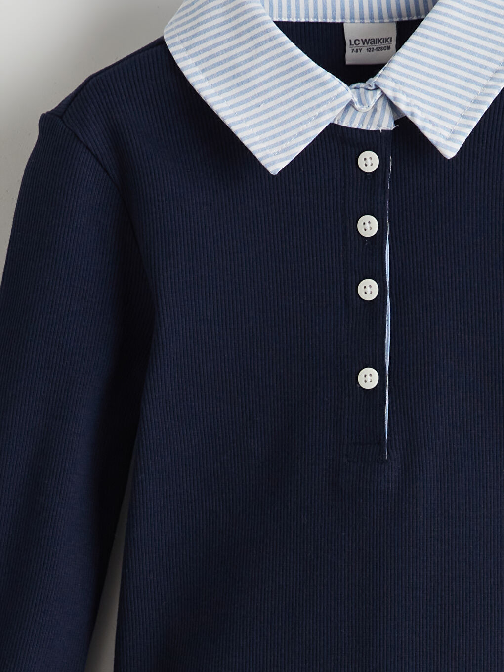 Lacivert Polo Yaka Kız Çocuk Tişört-2