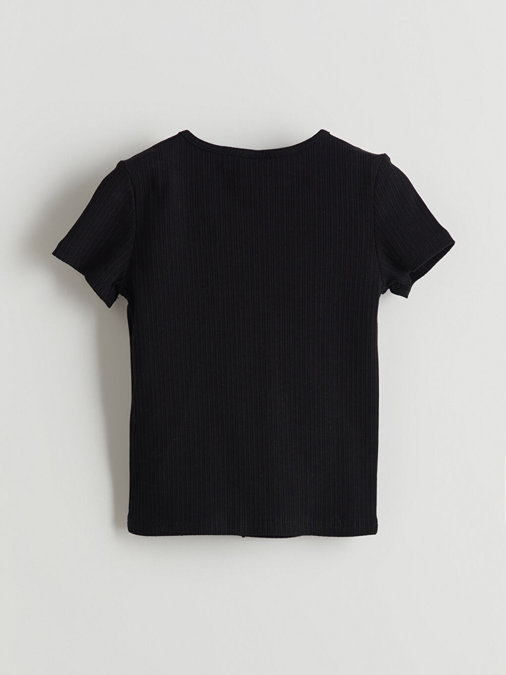 Siyah Bisiklet Yaka Kız Çocuk Tişört-2