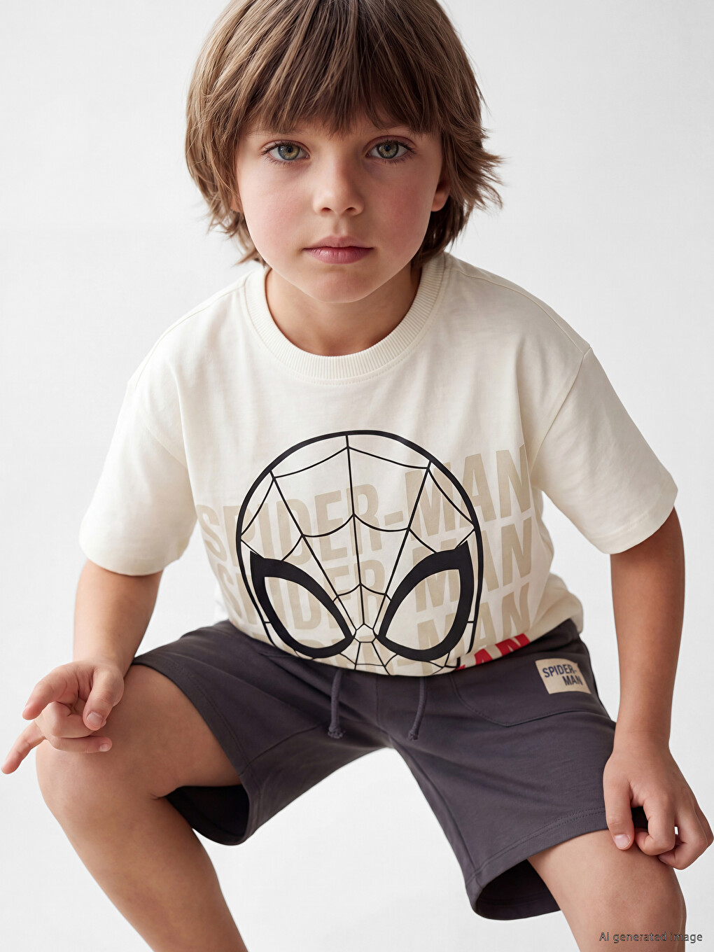 ბიჭის მაისური პრინტით Spiderman და შორტი 2-ნაწილიანი კომპლექტი-1