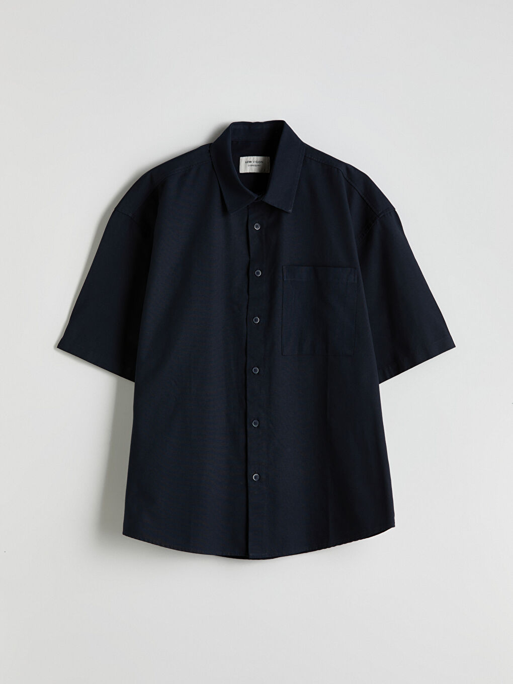 Lacivert Rahat Kalıp Kısa Kollu Erkek Gömlek-4