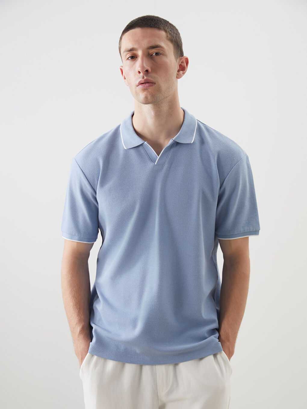 Polo Neck Short Sleeve Basic Men's T-Shirt -S5NN24Z8-QZA