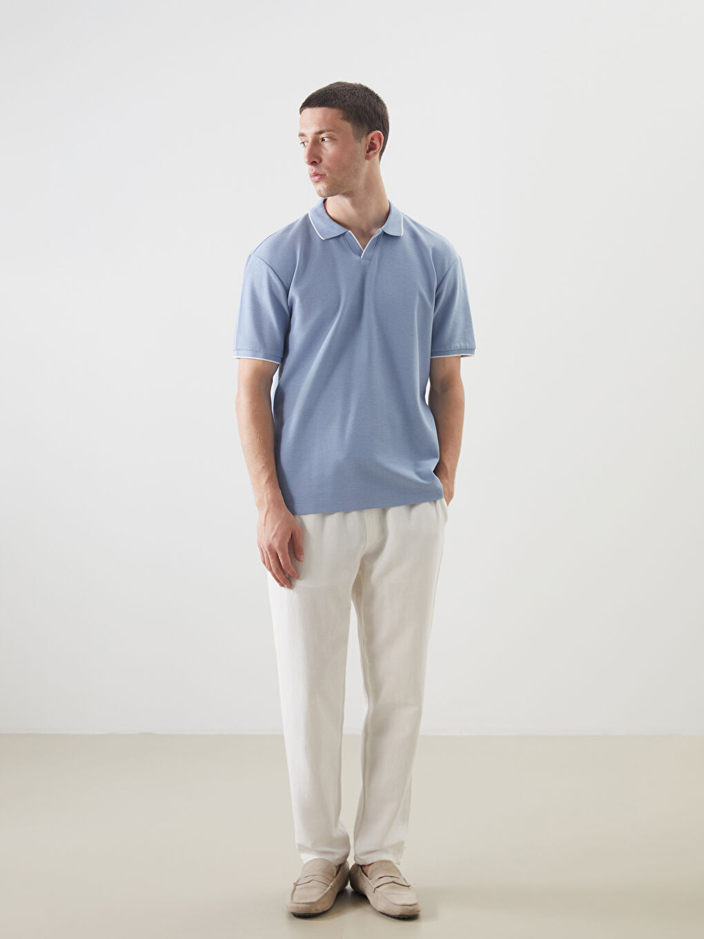 Polo Neck Short Sleeve Basic Men's T-Shirt -S5NN24Z8-QZA