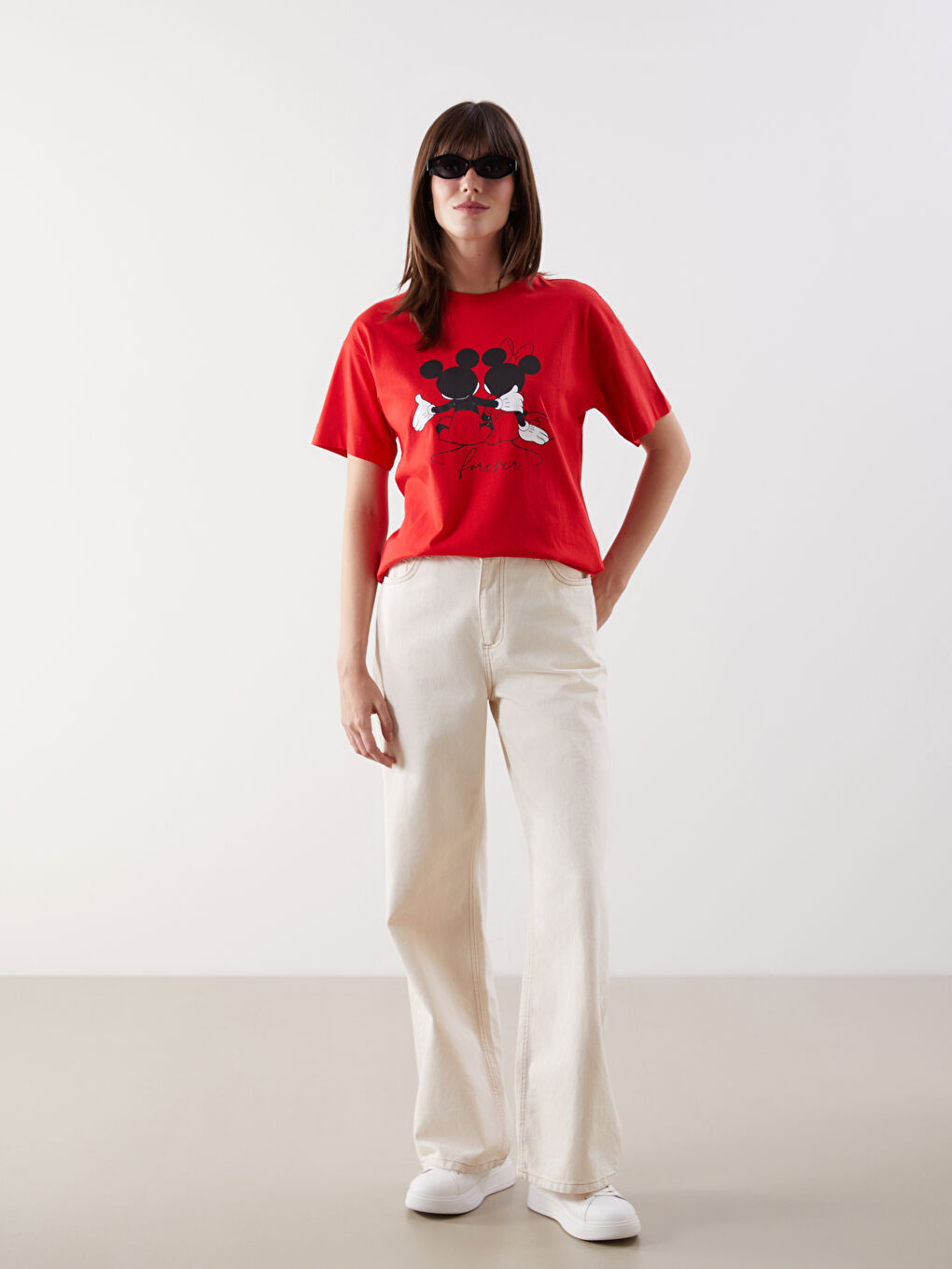 Crew Neck Mickey Mouse Printed Women's T-Shirt -S5NN40Z8-GZX