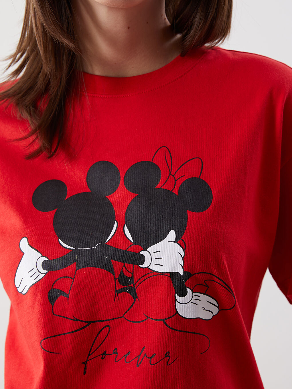 Crew Neck Mickey Mouse Printed Women's T-Shirt -S5NN40Z8-GZX