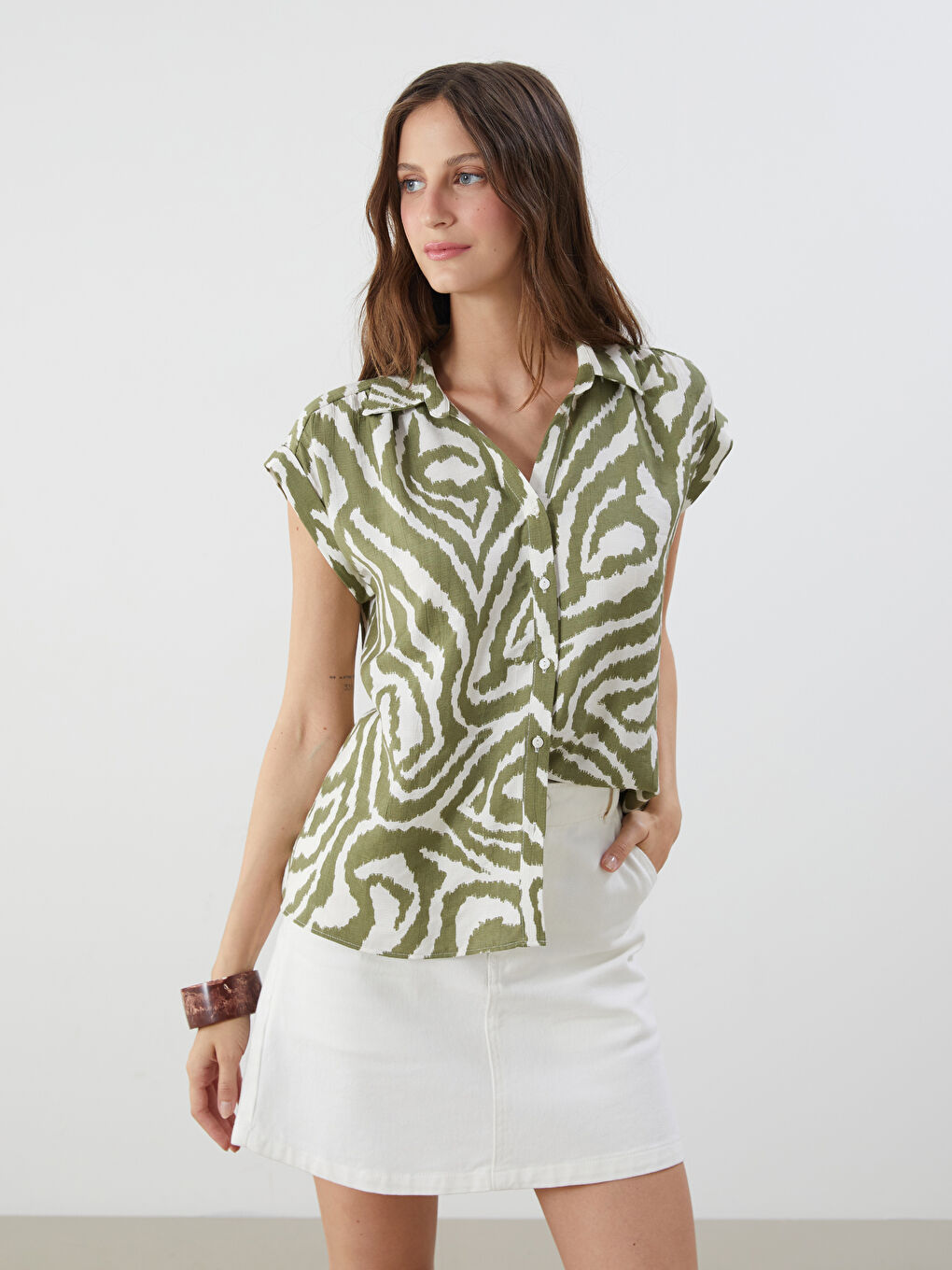 Patterned Women's Shirt -S5NN59Z8-LRR