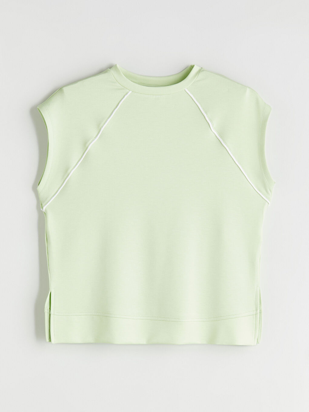 Yeşil Bisiklet Yaka Oversize Kadın Tişört-4