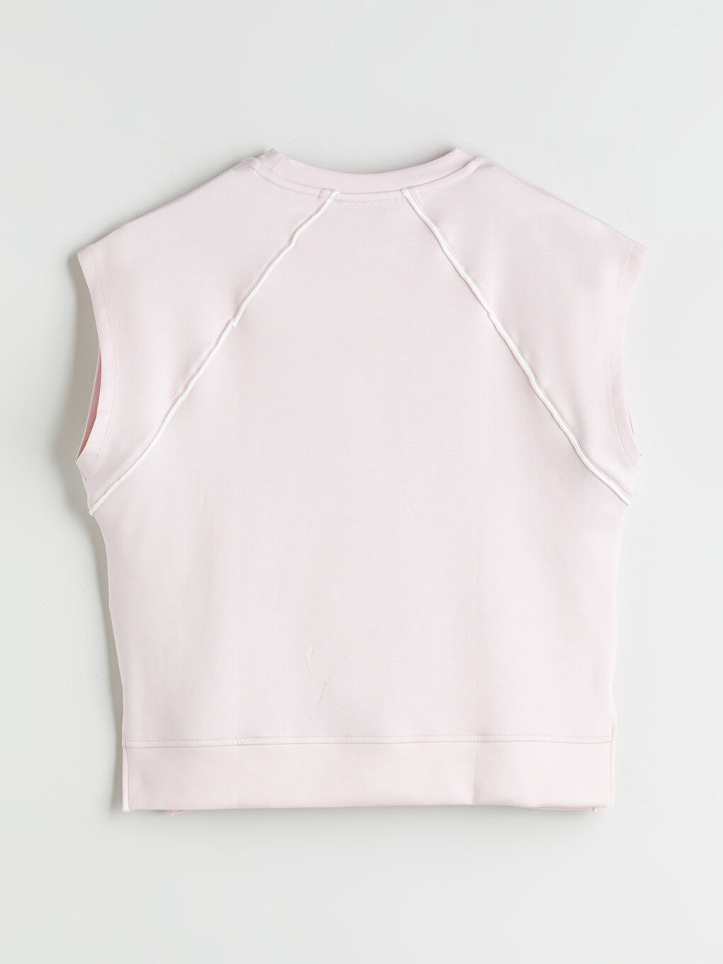 Pembe Bisiklet Yaka Oversize Kadın Tişört-5