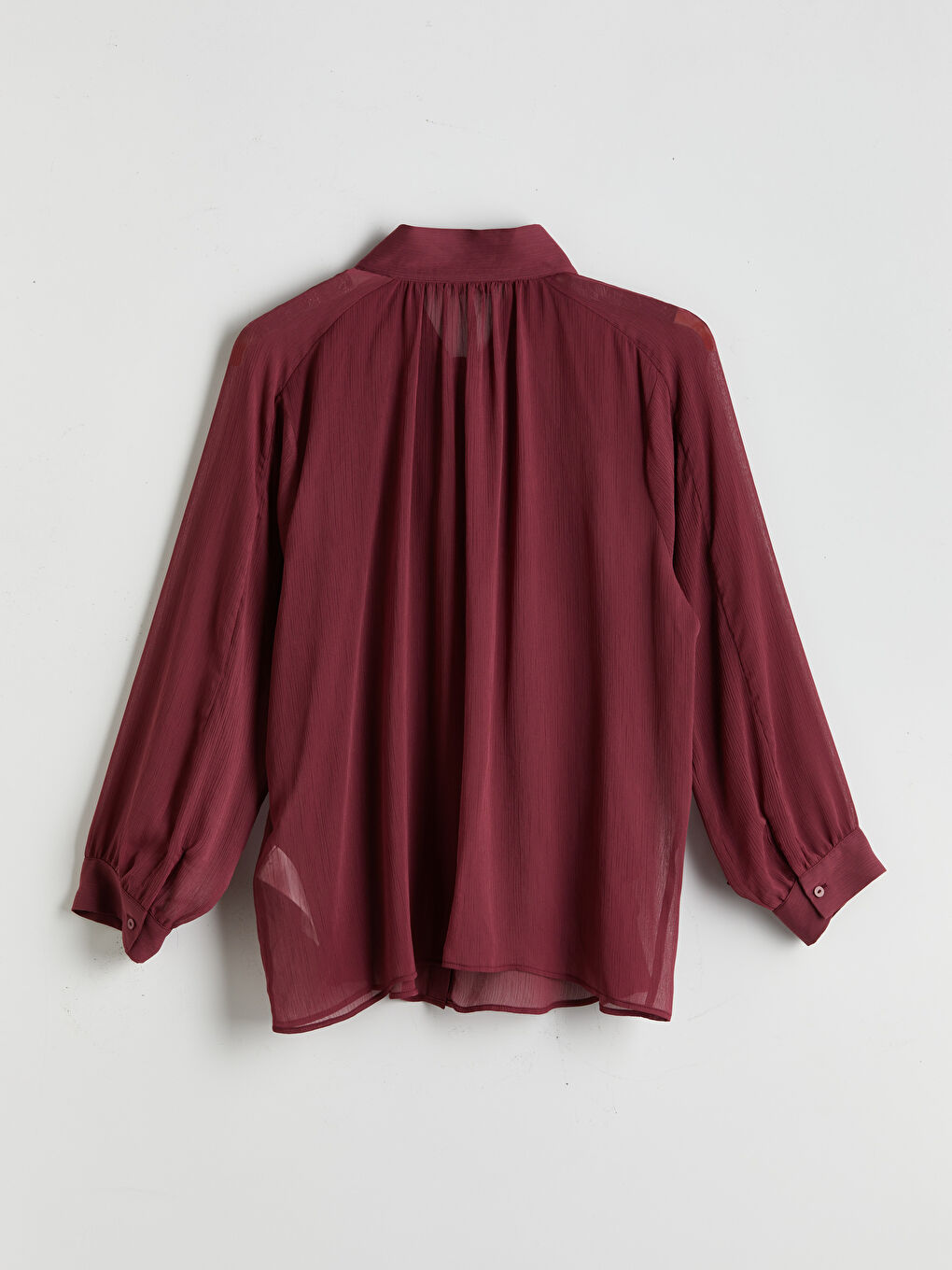 Mürdüm Bağlamalı Yaka Fırfırlı Kadın Bluz-5