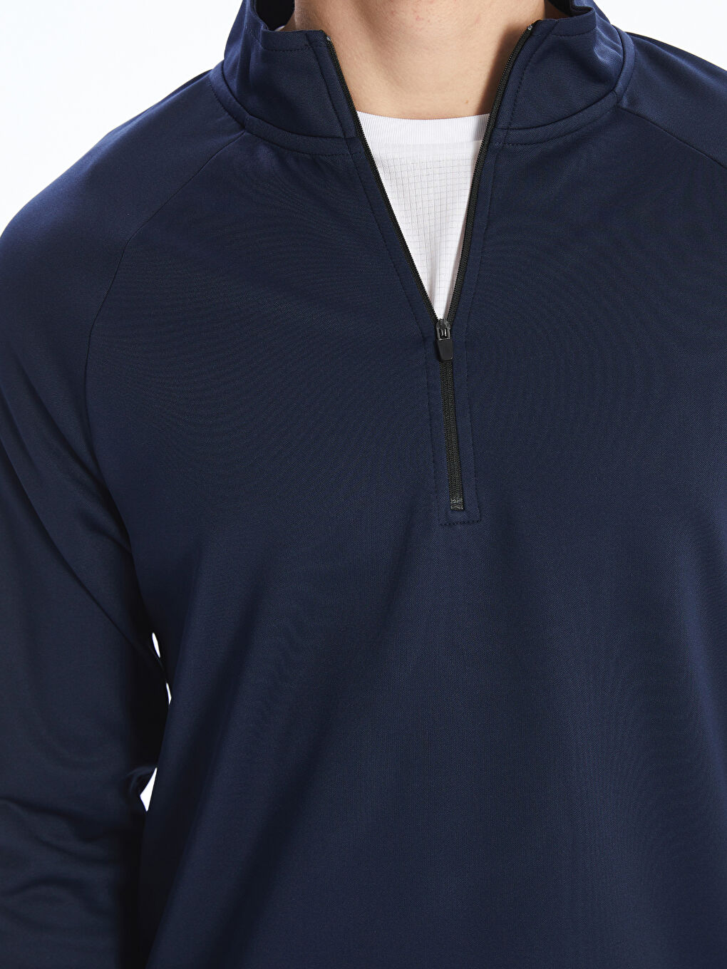 İndigo Fermuarlı Dik Yaka Uzun Kollu Erkek Sweatshirt-2