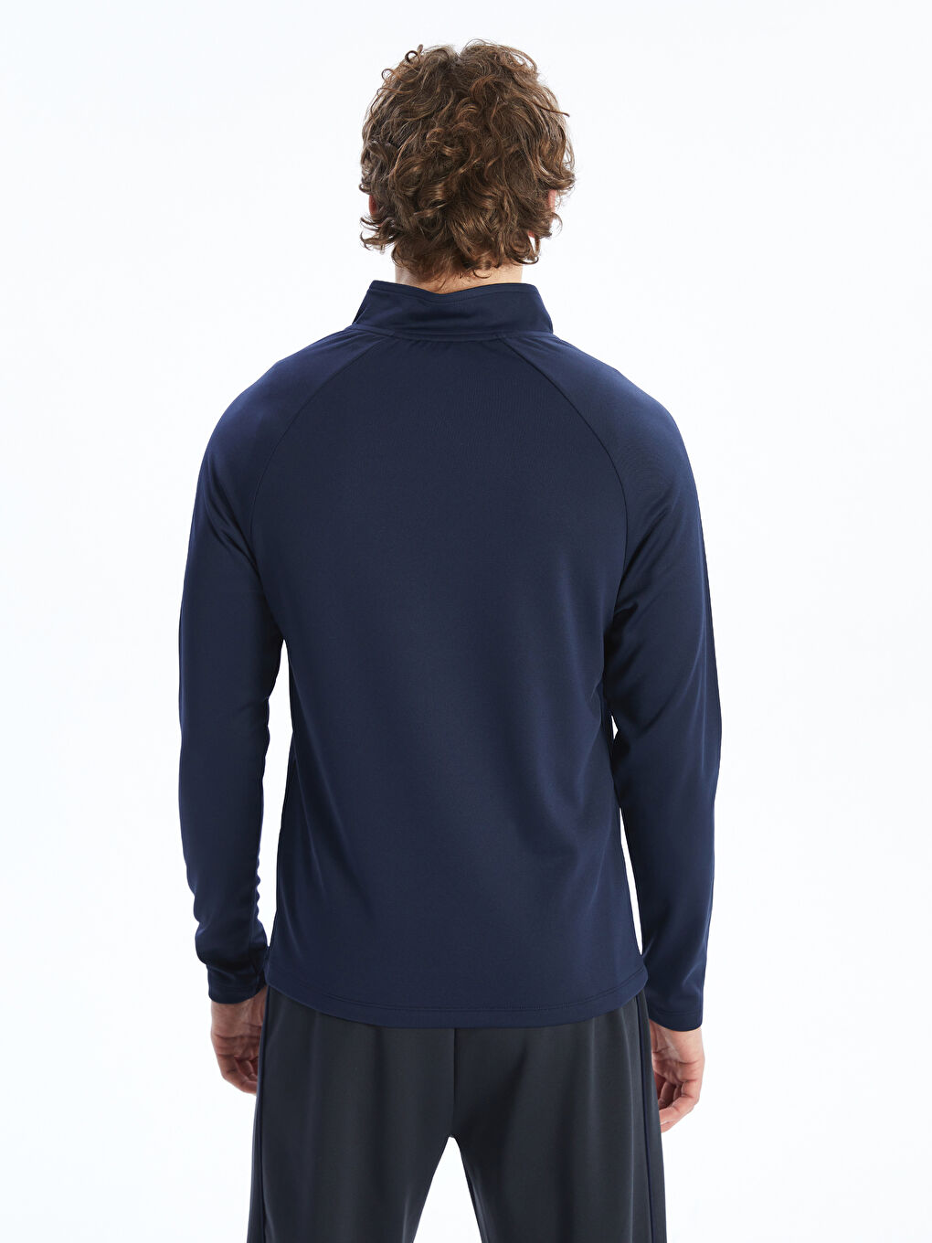 İndigo Fermuarlı Dik Yaka Uzun Kollu Erkek Sweatshirt-3