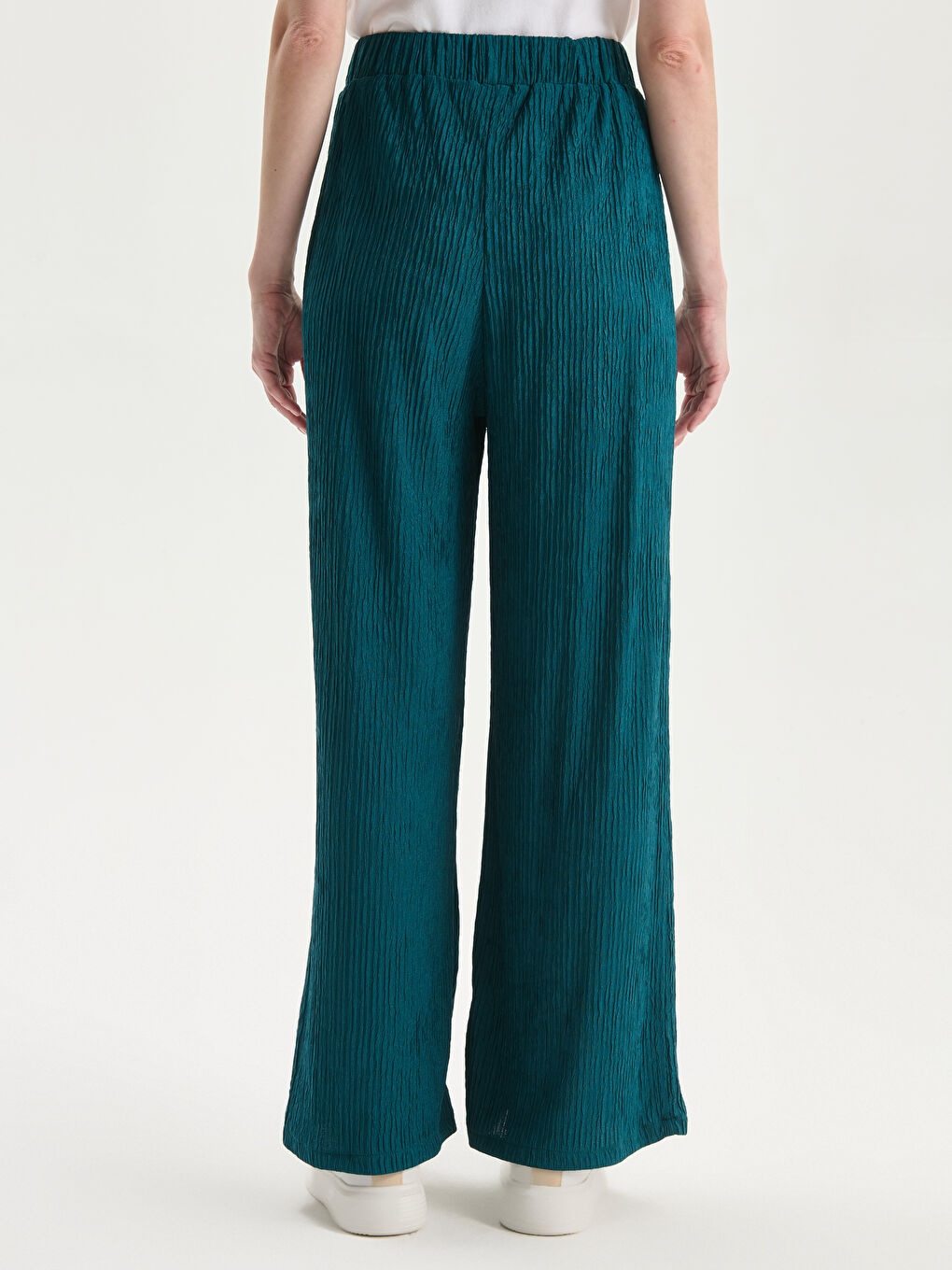 Elasticated Waist Textured Women's Trousers -S5NO06Z8-CZP