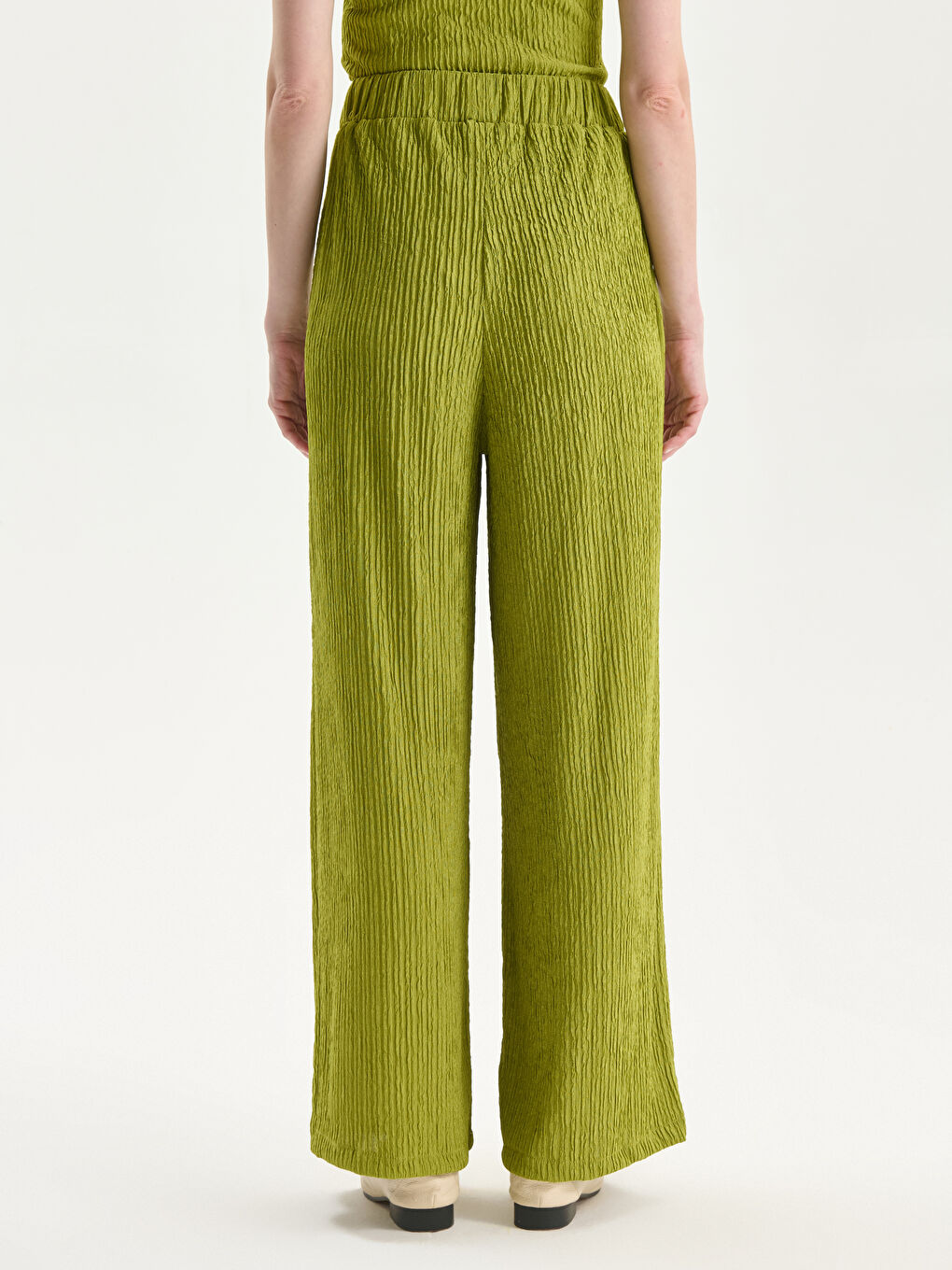 Elasticated Waist Textured Women's Trousers -S5NO06Z8-VA2