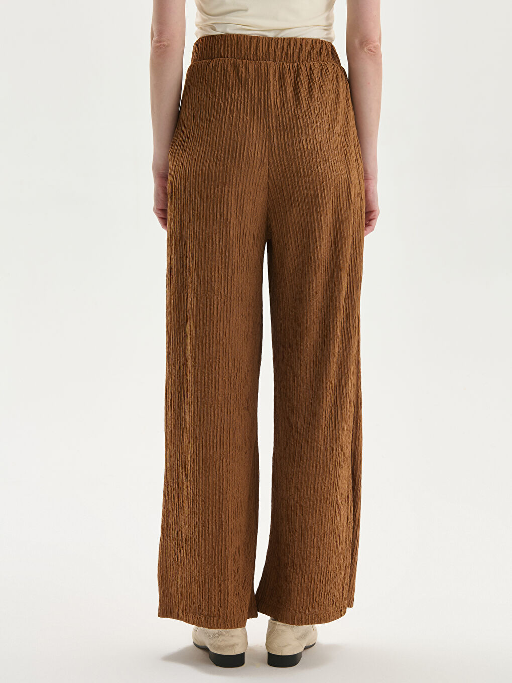 Elasticated Waist Textured Women's Trousers -S5NO06Z8-ZZ0