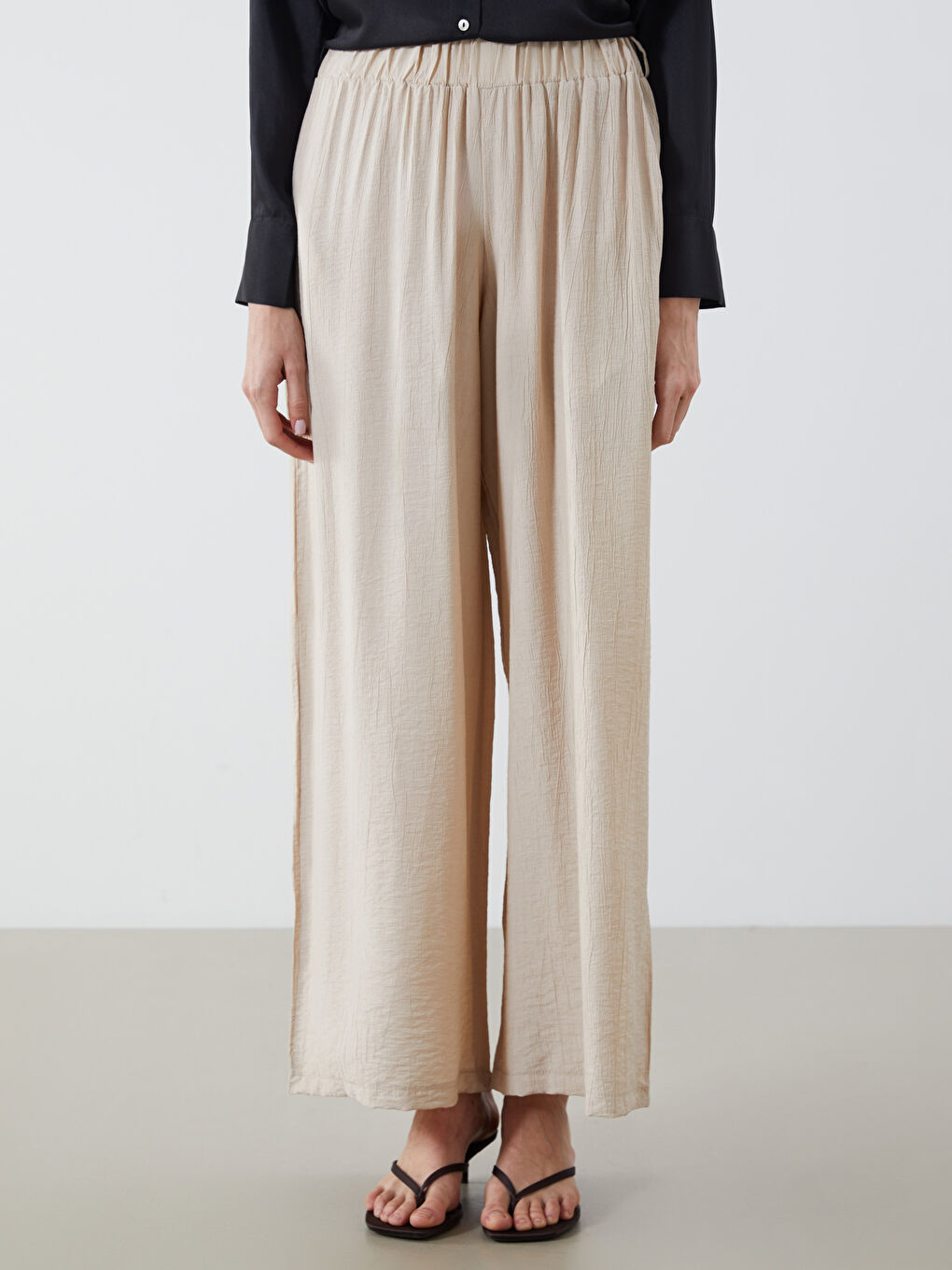 Elastic Waist Wide Leg Women's Trousers -S5NO07Z8-DS3