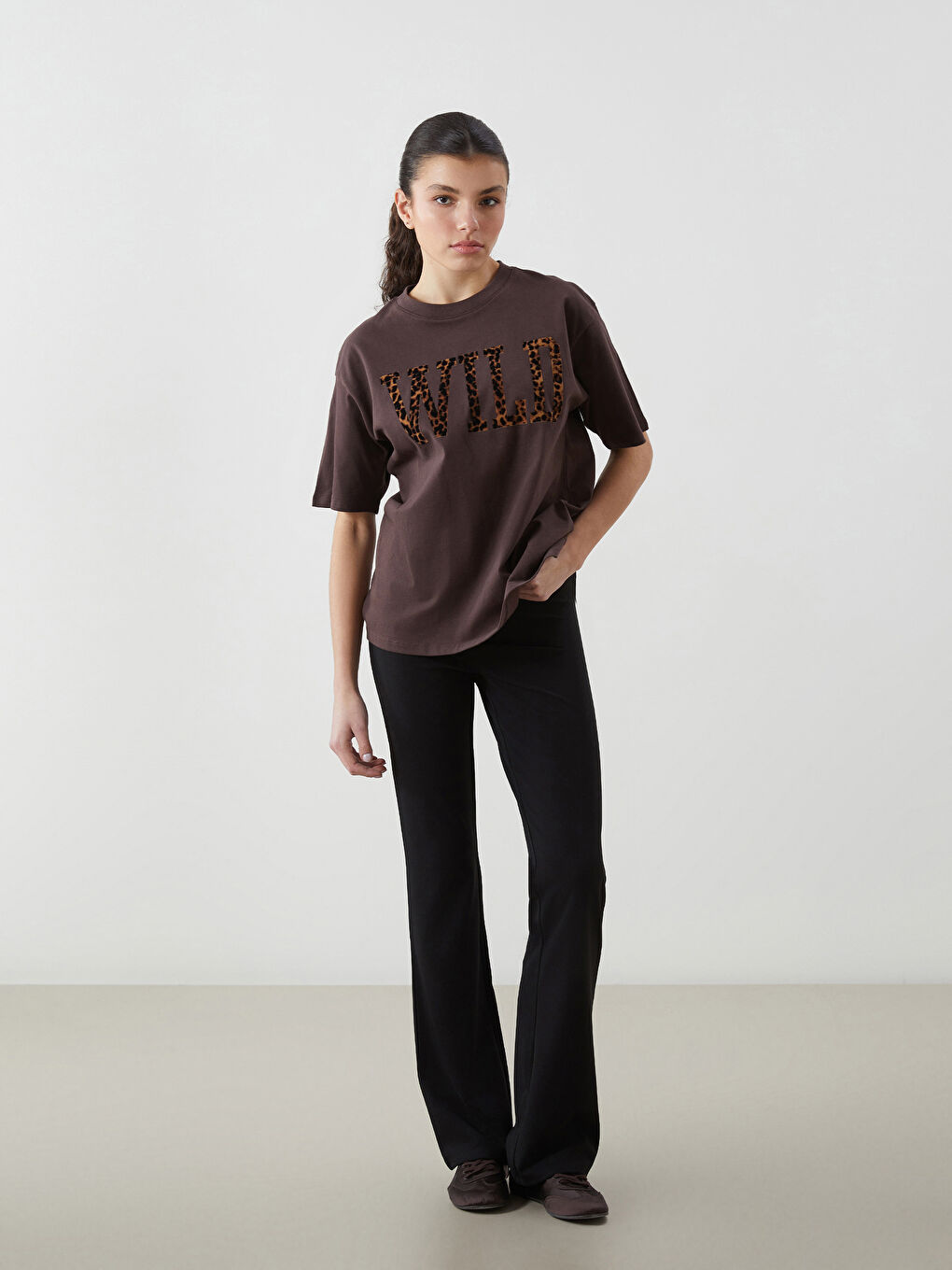 Elastic Waist Straight Flared Women's Leggings Trousers -S5NO25Z8-CVL