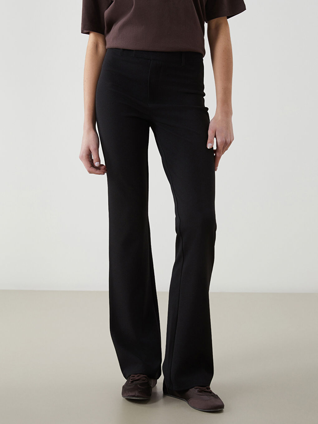 Elastic Waist Straight Flared Women's Leggings Trousers -S5NO25Z8-CVL