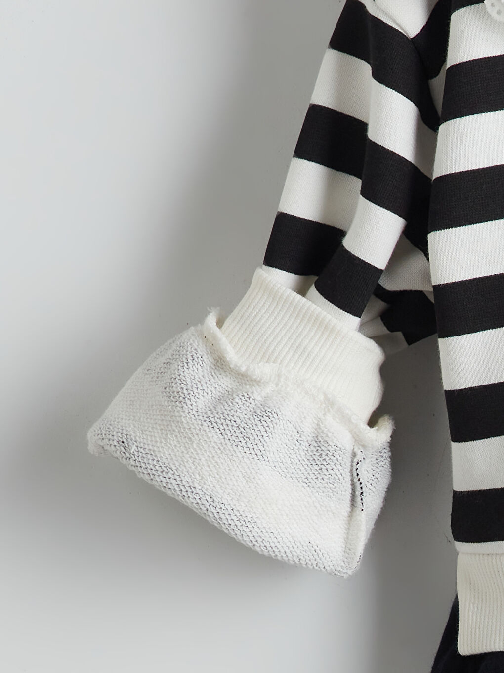 Siyah Bisiklet Yaka Çizgili Kız Çocuk Elbise-2