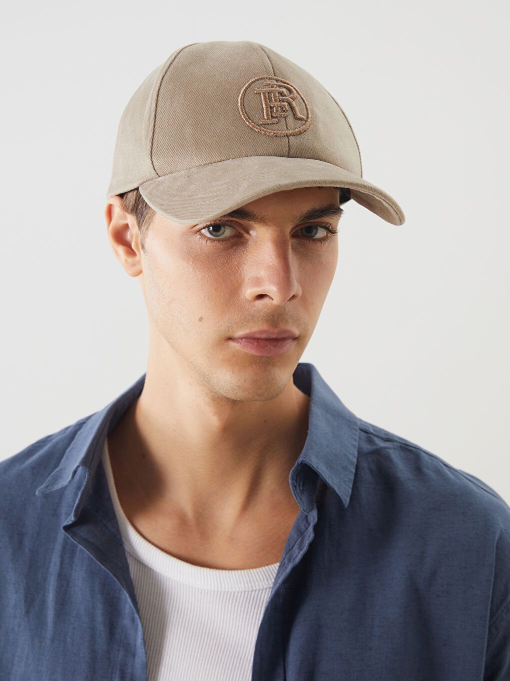 LCW ACCESSORIES Bej Yazı Nakışlı Erkek Kep Şapka