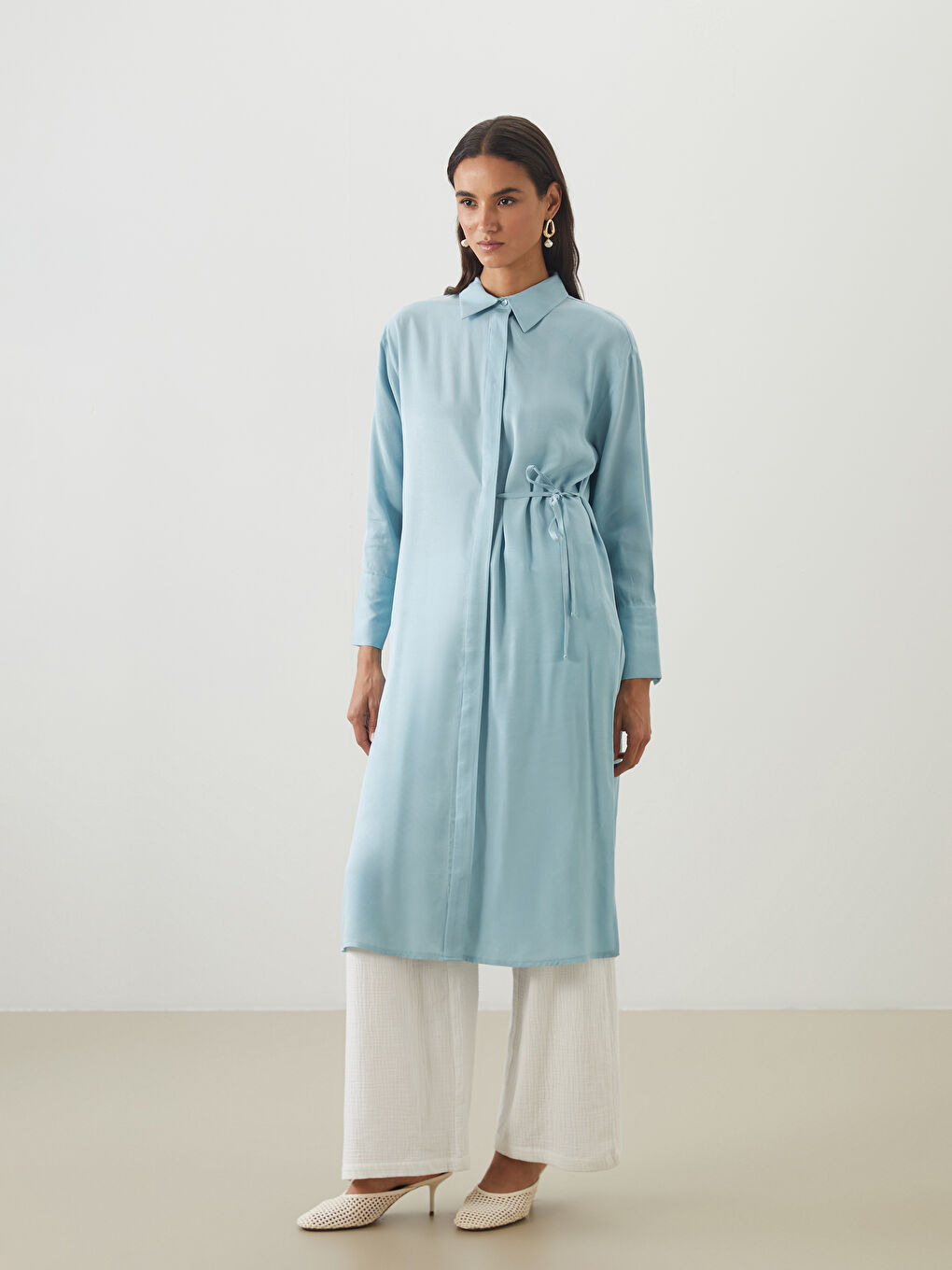 LCW Modest Mavi Oversize Kadın Gömlek Tunik - 1