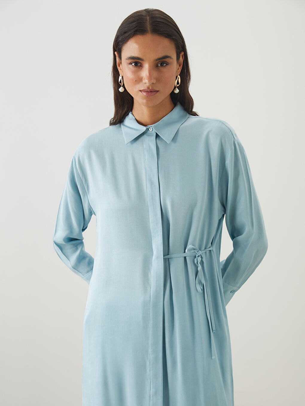 LCW Modest Mavi Oversize Kadın Gömlek Tunik - 2
