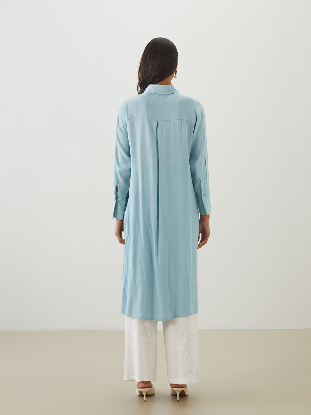 LCW Modest Mavi Oversize Kadın Gömlek Tunik - 4