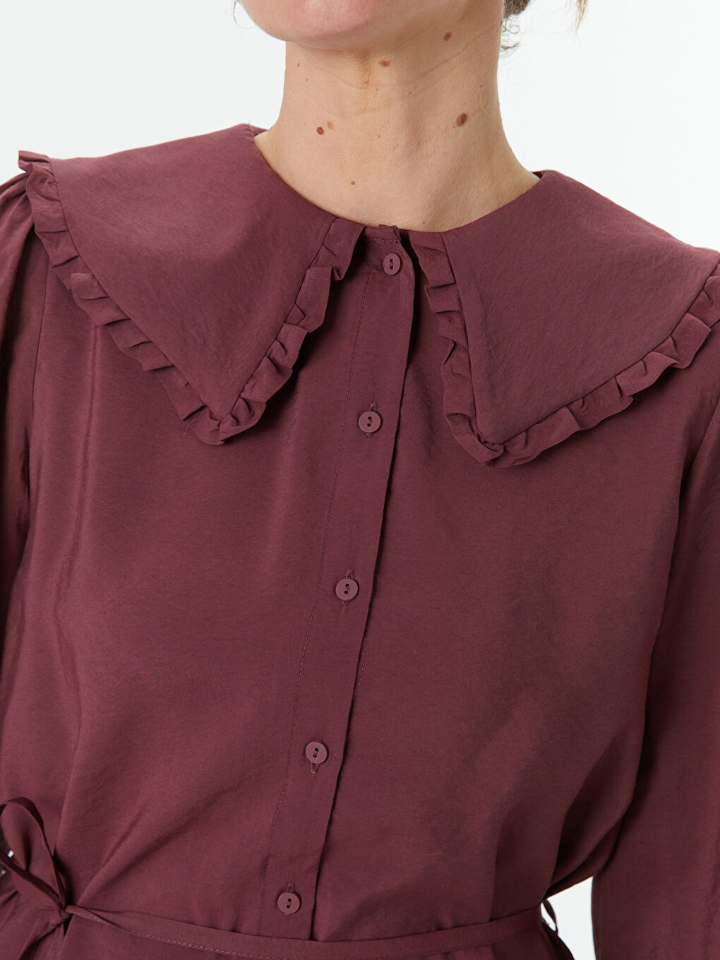 Mürdüm Bebe Yaka Modal Karışımlı Kadın Gömlek Tunik-2