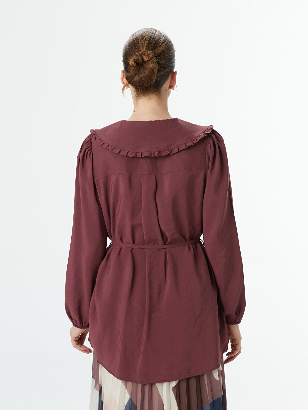 Mürdüm Bebe Yaka Modal Karışımlı Kadın Gömlek Tunik-4