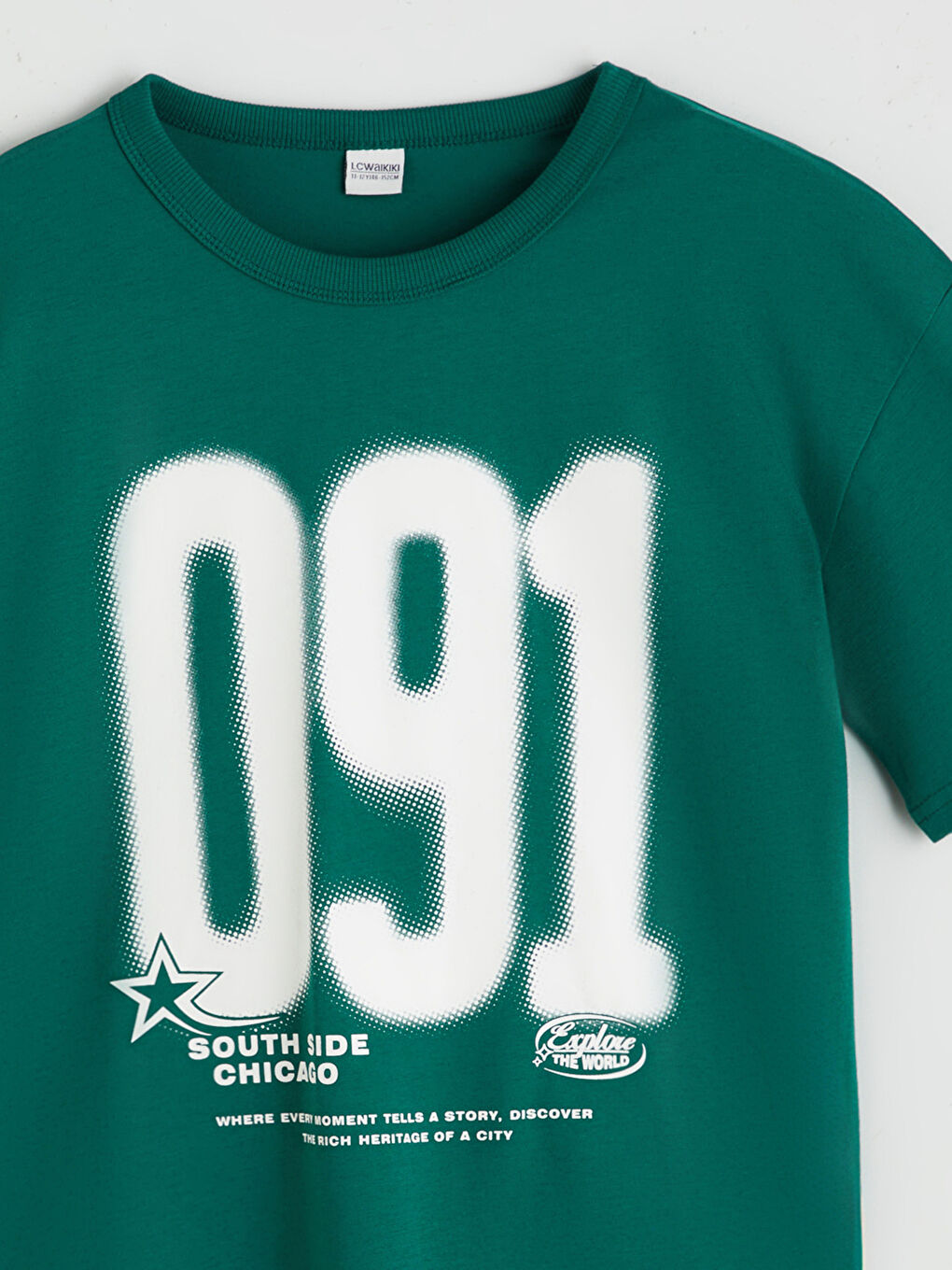 Yeşil Bisiklet Yaka Erkek Çocuk Tişört-2