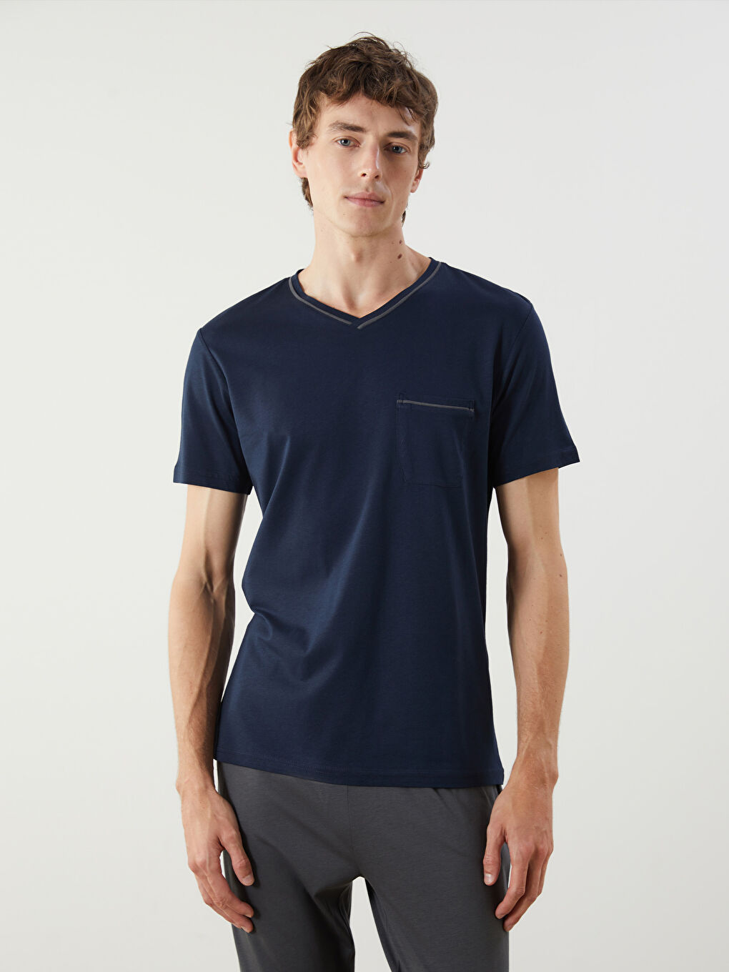 Lacivert Standart Kalıp Erkek Pijama Takımı-1